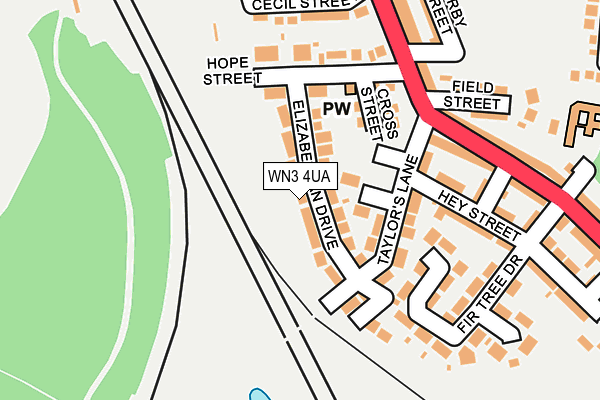 WN3 4UA map - OS OpenMap – Local (Ordnance Survey)