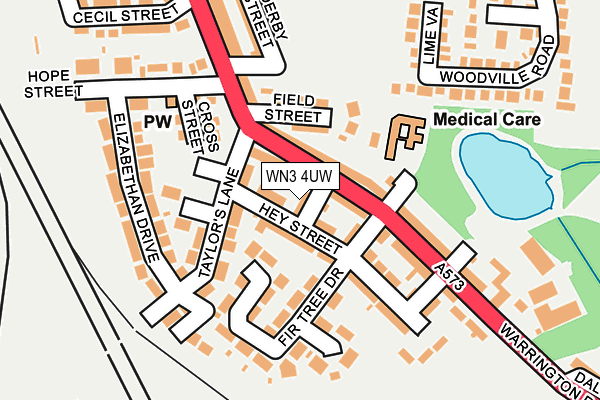 WN3 4UW map - OS OpenMap – Local (Ordnance Survey) WN3 4UW map - OS OpenMap – Local (Ordnance Survey)