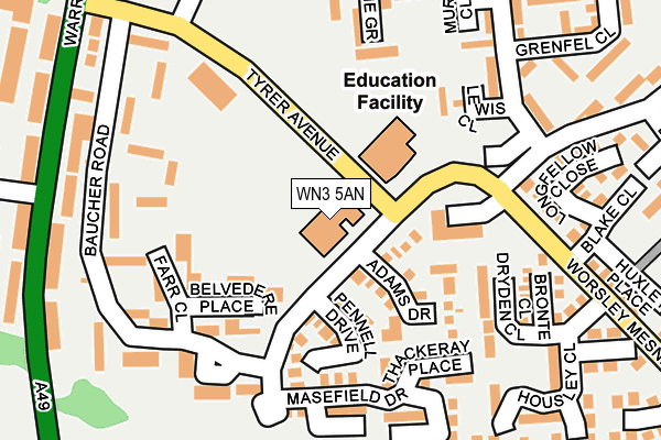 WN3 5AN map - OS OpenMap – Local (Ordnance Survey) WN3 5AN map - OS OpenMap – Local (Ordnance Survey)