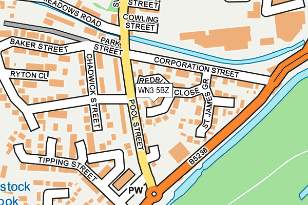 WN3 5BZ map - OS OpenMap – Local (Ordnance Survey) WN3 5BZ map - OS OpenMap – Local (Ordnance Survey)
