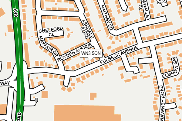 WN3 5QN map - OS OpenMap – Local (Ordnance Survey) WN3 5QN map - OS OpenMap – Local (Ordnance Survey)