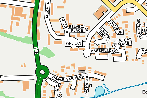 WN3 5XN map - OS OpenMap – Local (Ordnance Survey) WN3 5XN map - OS OpenMap – Local (Ordnance Survey)