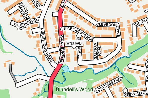 WN3 6AD map - OS OpenMap – Local (Ordnance Survey) WN3 6AD map - OS OpenMap – Local (Ordnance Survey)