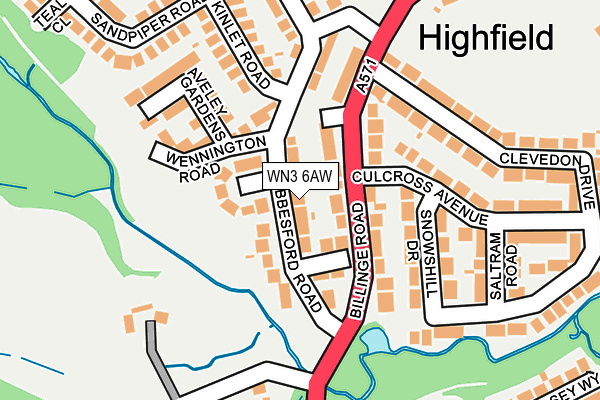 WN3 6AW map - OS OpenMap – Local (Ordnance Survey) WN3 6AW map - OS OpenMap – Local (Ordnance Survey)