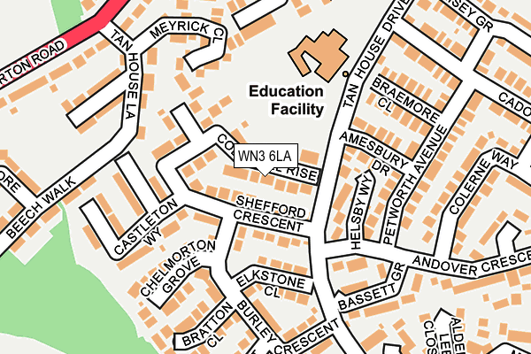 WN3 6LA map - OS OpenMap – Local (Ordnance Survey)