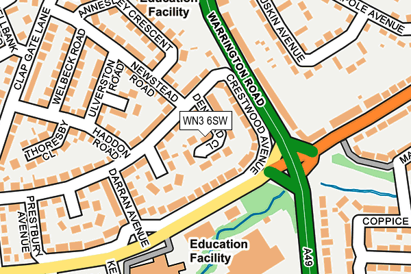 WN3 6SW map - OS OpenMap – Local (Ordnance Survey) WN3 6SW map - OS OpenMap – Local (Ordnance Survey)