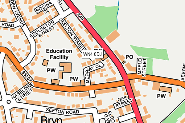 WN4 0DJ map - OS OpenMap – Local (Ordnance Survey)