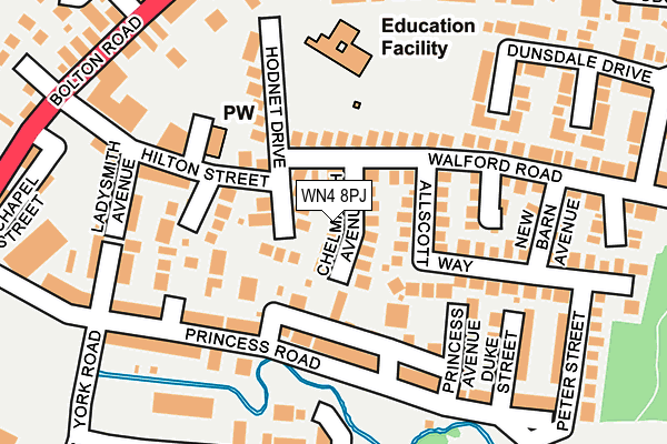 WN4 8PJ map - OS OpenMap – Local (Ordnance Survey) WN4 8PJ map - OS OpenMap – Local (Ordnance Survey)