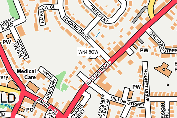 WN4 8QW map - OS OpenMap – Local (Ordnance Survey) WN4 8QW map - OS OpenMap – Local (Ordnance Survey)