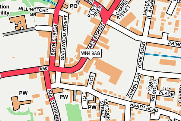 WN4 9AG map - OS OpenMap – Local (Ordnance Survey) WN4 9AG map - OS OpenMap – Local (Ordnance Survey)