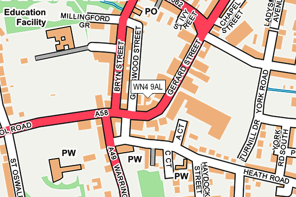 WN4 9AL map - OS OpenMap – Local (Ordnance Survey) WN4 9AL map - OS OpenMap – Local (Ordnance Survey)