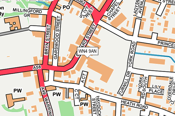 WN4 9AN map - OS OpenMap – Local (Ordnance Survey) WN4 9AN map - OS OpenMap – Local (Ordnance Survey)