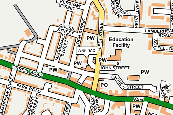 WN5 0AX map - OS OpenMap – Local (Ordnance Survey)