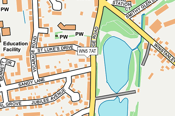 WN5 7AT map - OS OpenMap – Local (Ordnance Survey)
