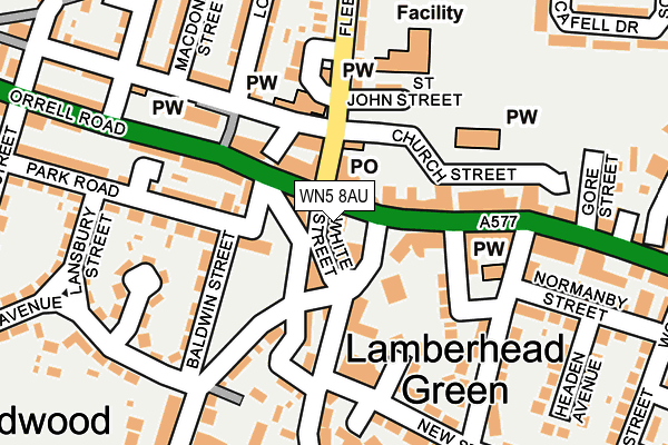 WN5 8AU map - OS OpenMap – Local (Ordnance Survey) WN5 8AU map - OS OpenMap – Local (Ordnance Survey)