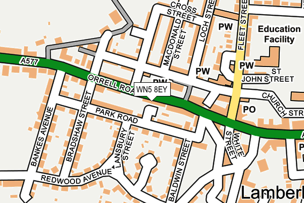 WN5 8EY map - OS OpenMap – Local (Ordnance Survey) WN5 8EY map - OS OpenMap – Local (Ordnance Survey)