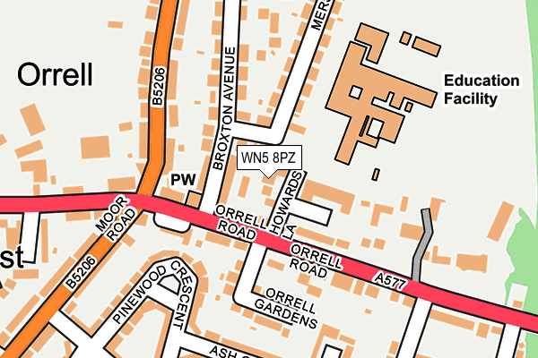 WN5 8PZ map - OS OpenMap – Local (Ordnance Survey) WN5 8PZ map - OS OpenMap – Local (Ordnance Survey)
