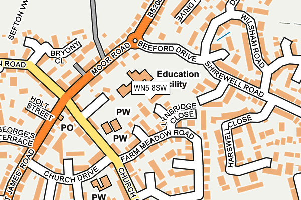 WN5 8SW map - OS OpenMap – Local (Ordnance Survey) WN5 8SW map - OS OpenMap – Local (Ordnance Survey)