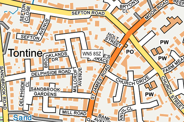 WN5 8SZ map - OS OpenMap – Local (Ordnance Survey) WN5 8SZ map - OS OpenMap – Local (Ordnance Survey)