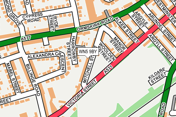 WN5 9BY map - OS OpenMap – Local (Ordnance Survey)