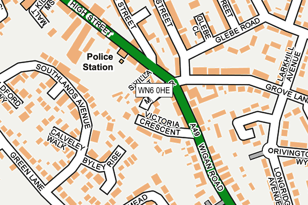 WN6 0HE map - OS OpenMap – Local (Ordnance Survey)