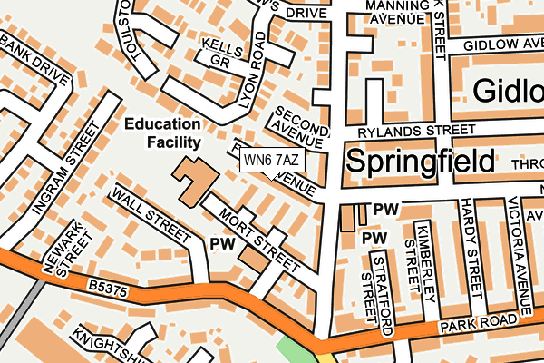 WN6 7AZ map - OS OpenMap – Local (Ordnance Survey)
