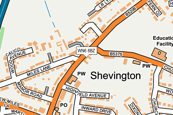 WN6 8BZ map - OS OpenMap – Local (Ordnance Survey) WN6 8BZ map - OS OpenMap – Local (Ordnance Survey)