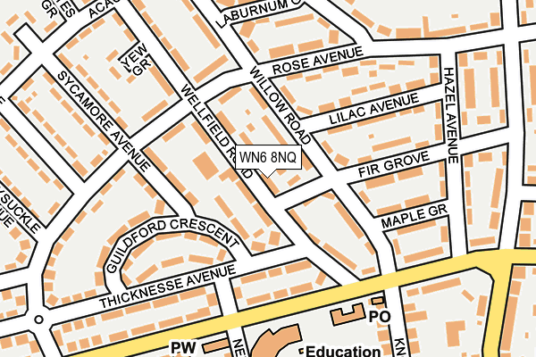 WN6 8NQ map - OS OpenMap – Local (Ordnance Survey) WN6 8NQ map - OS OpenMap – Local (Ordnance Survey)