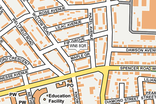 WN6 8QR map - OS OpenMap – Local (Ordnance Survey) WN6 8QR map - OS OpenMap – Local (Ordnance Survey)