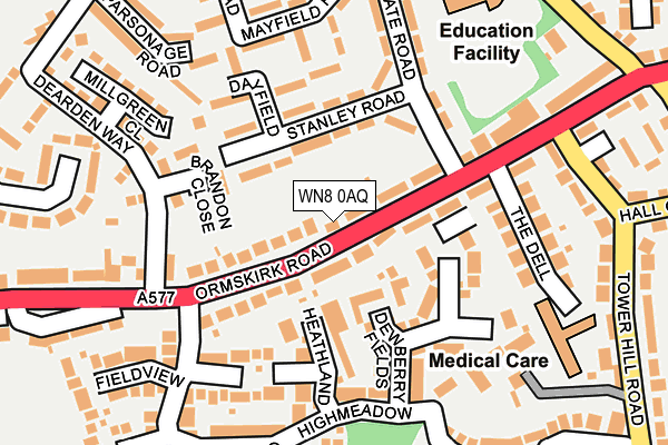 WN8 0AQ map - OS OpenMap – Local (Ordnance Survey)