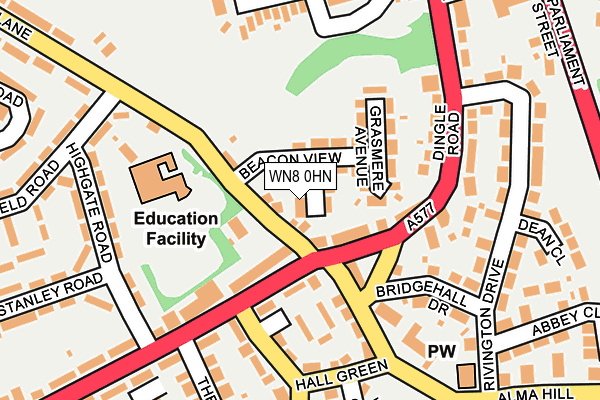 WN8 0HN map - OS OpenMap – Local (Ordnance Survey)