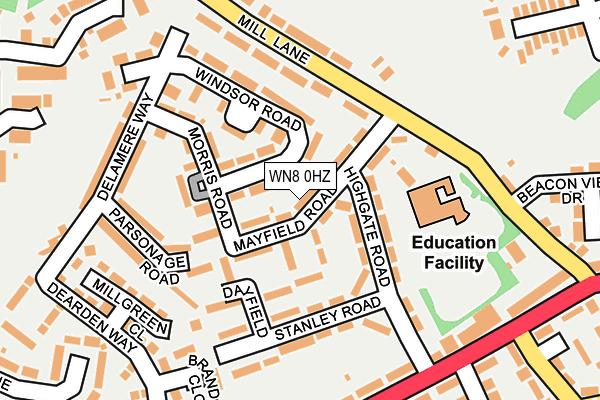 WN8 0HZ map - OS OpenMap – Local (Ordnance Survey) WN8 0HZ map - OS OpenMap – Local (Ordnance Survey)