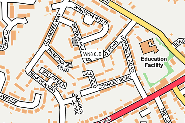WN8 0JB map - OS OpenMap – Local (Ordnance Survey)