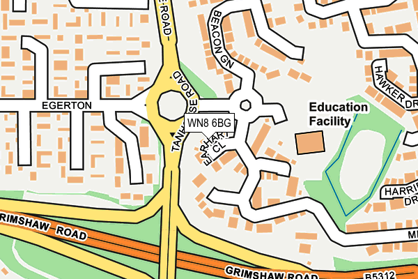 WN8 6BG map - OS OpenMap – Local (Ordnance Survey) WN8 6BG map - OS OpenMap – Local (Ordnance Survey)