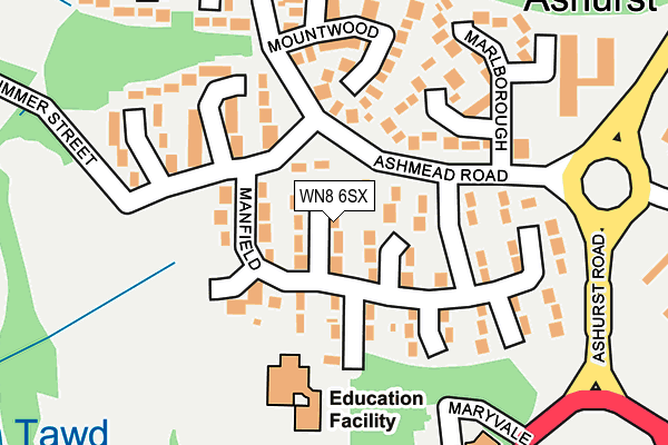 WN8 6SX map - OS OpenMap – Local (Ordnance Survey) WN8 6SX map - OS OpenMap – Local (Ordnance Survey)