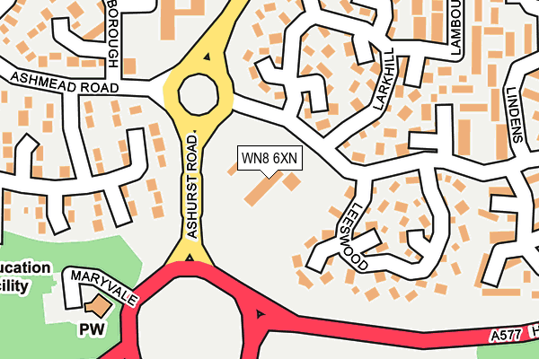 WN8 6XN map - OS OpenMap – Local (Ordnance Survey) WN8 6XN map - OS OpenMap – Local (Ordnance Survey)