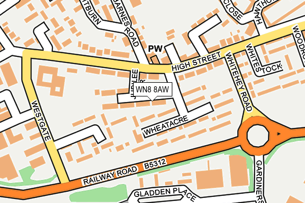 WN8 8AW map - OS OpenMap – Local (Ordnance Survey) WN8 8AW map - OS OpenMap – Local (Ordnance Survey)