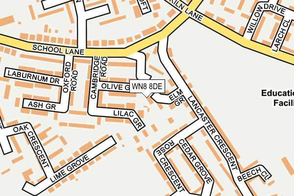 WN8 8DE map - OS OpenMap – Local (Ordnance Survey) WN8 8DE map - OS OpenMap – Local (Ordnance Survey)