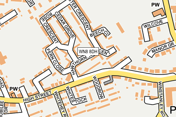 WN8 8DH map - OS OpenMap – Local (Ordnance Survey) WN8 8DH map - OS OpenMap – Local (Ordnance Survey)