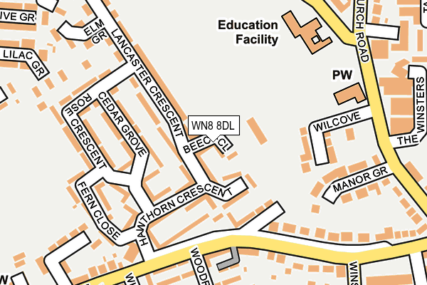 WN8 8DL map - OS OpenMap – Local (Ordnance Survey) WN8 8DL map - OS OpenMap – Local (Ordnance Survey)