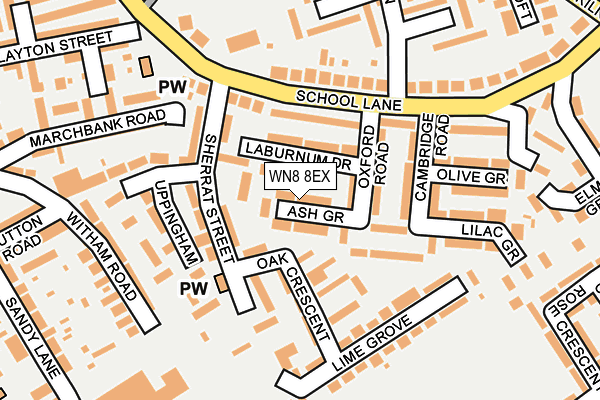 WN8 8EX map - OS OpenMap – Local (Ordnance Survey) WN8 8EX map - OS OpenMap – Local (Ordnance Survey)