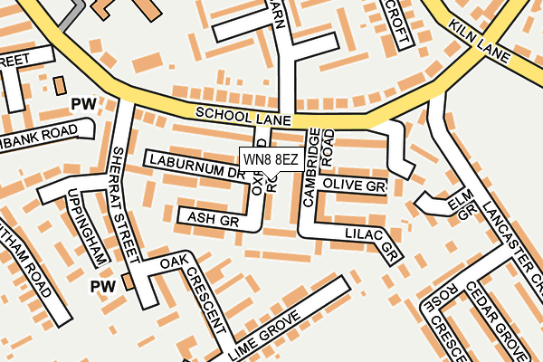 WN8 8EZ map - OS OpenMap – Local (Ordnance Survey) WN8 8EZ map - OS OpenMap – Local (Ordnance Survey)