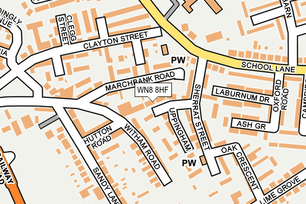 WN8 8HF map - OS OpenMap – Local (Ordnance Survey) WN8 8HF map - OS OpenMap – Local (Ordnance Survey)