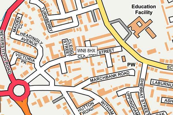 WN8 8HX map - OS OpenMap – Local (Ordnance Survey) WN8 8HX map - OS OpenMap – Local (Ordnance Survey)