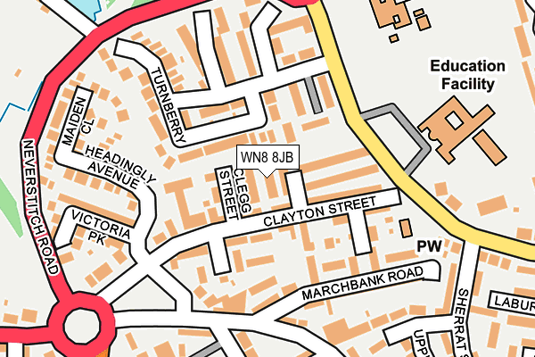 WN8 8JB map - OS OpenMap – Local (Ordnance Survey)
