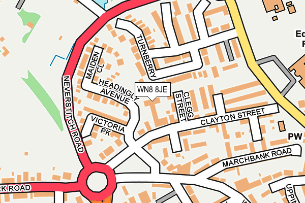 WN8 8JE map - OS OpenMap – Local (Ordnance Survey) WN8 8JE map - OS OpenMap – Local (Ordnance Survey)