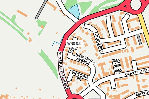 WN8 8JL map - OS OpenMap – Local (Ordnance Survey) WN8 8JL map - OS OpenMap – Local (Ordnance Survey)