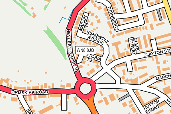 WN8 8JQ map - OS OpenMap – Local (Ordnance Survey) WN8 8JQ map - OS OpenMap – Local (Ordnance Survey)