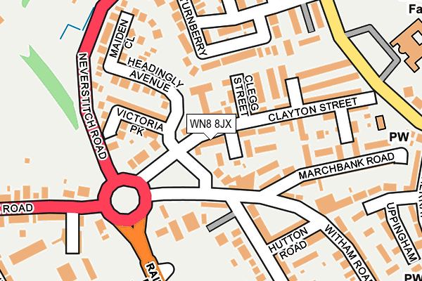 WN8 8JX map - OS OpenMap – Local (Ordnance Survey)