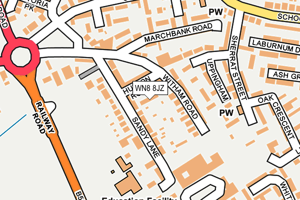 WN8 8JZ map - OS OpenMap – Local (Ordnance Survey) WN8 8JZ map - OS OpenMap – Local (Ordnance Survey)